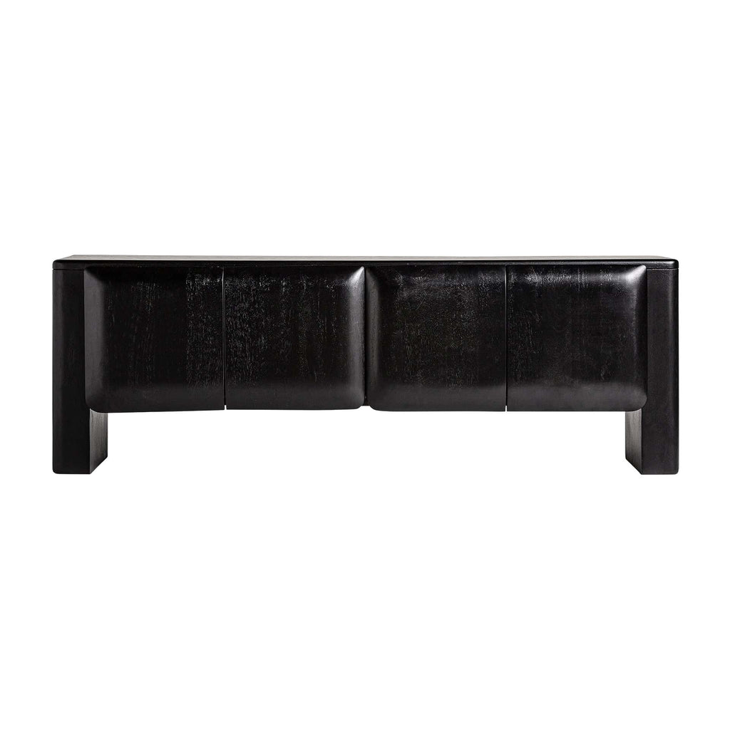 Viertüriges Sideboard aus Mangoholz in Schwarz -small- - Maison Oudh