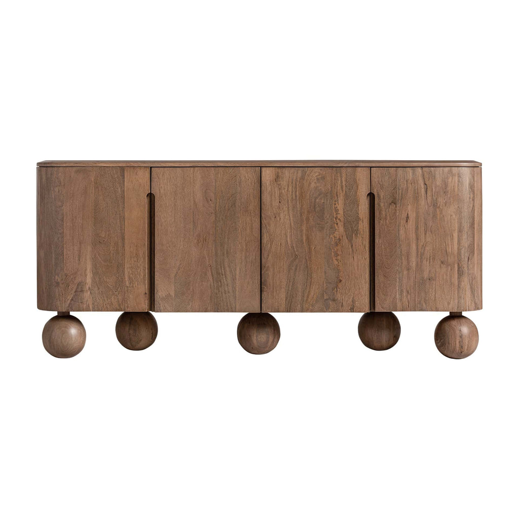 Viertüriges Sideboard aus Mangoholz mit Kugelbeinen - Maison Oudh