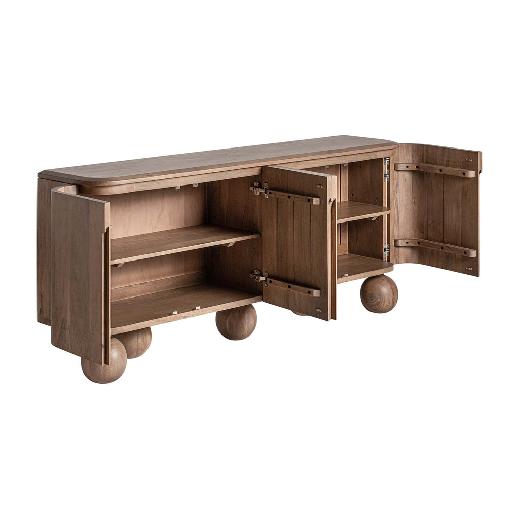 Viertüriges Sideboard aus Mangoholz mit Kugelbeinen - Maison Oudh