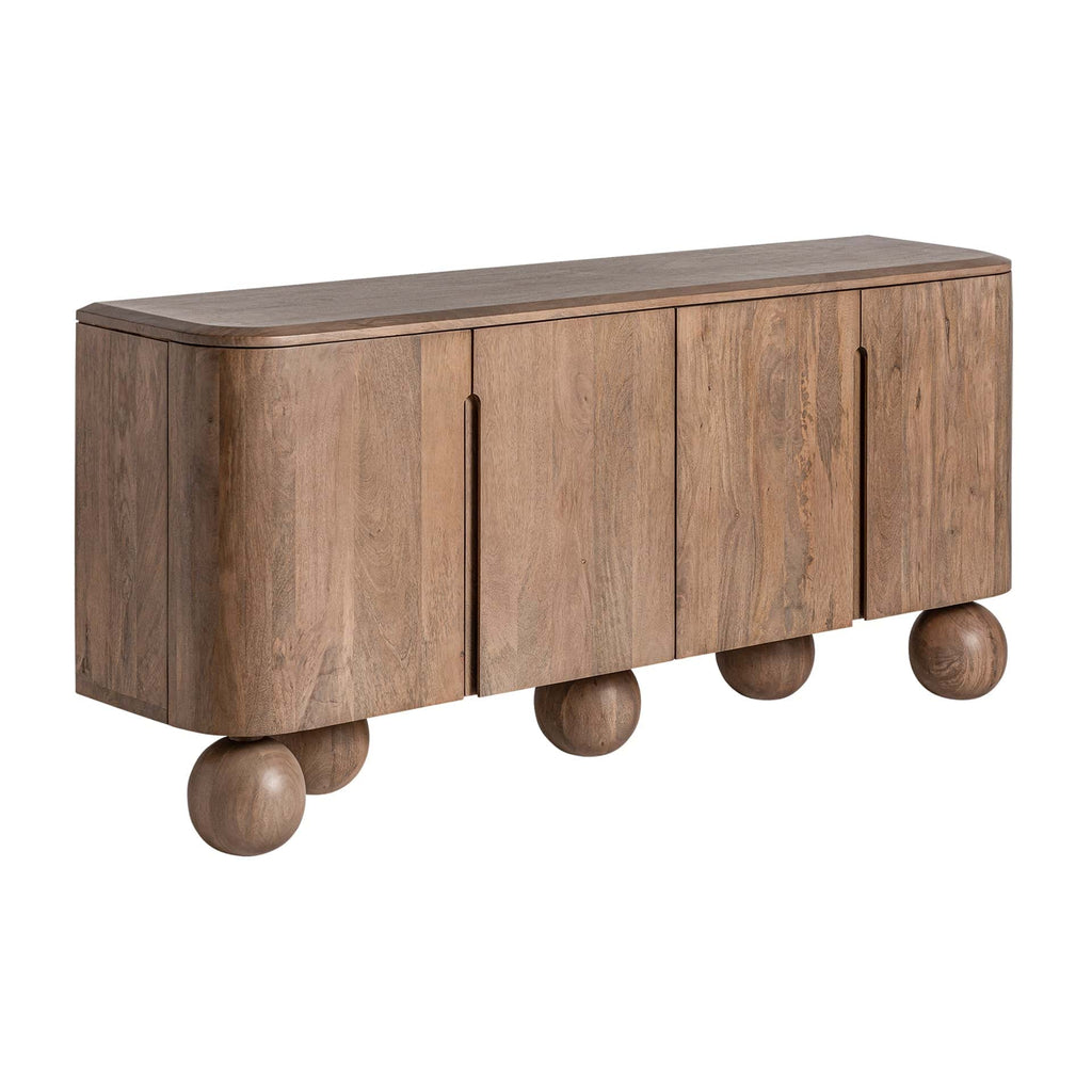 Viertüriges Sideboard aus Mangoholz mit Kugelbeinen - Maison Oudh