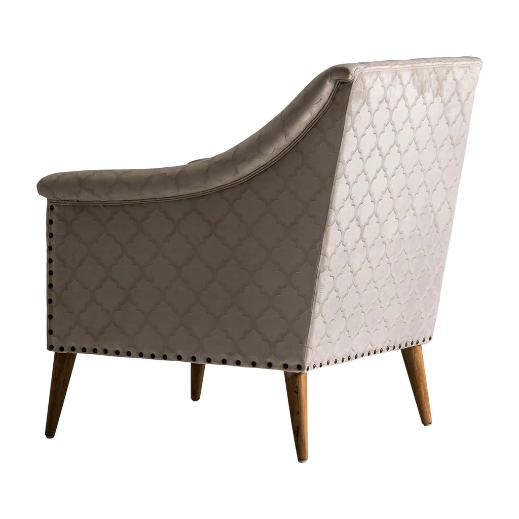 Vintage Sessel aus Kiefernholz mit beigem Polster - Maison Oudh