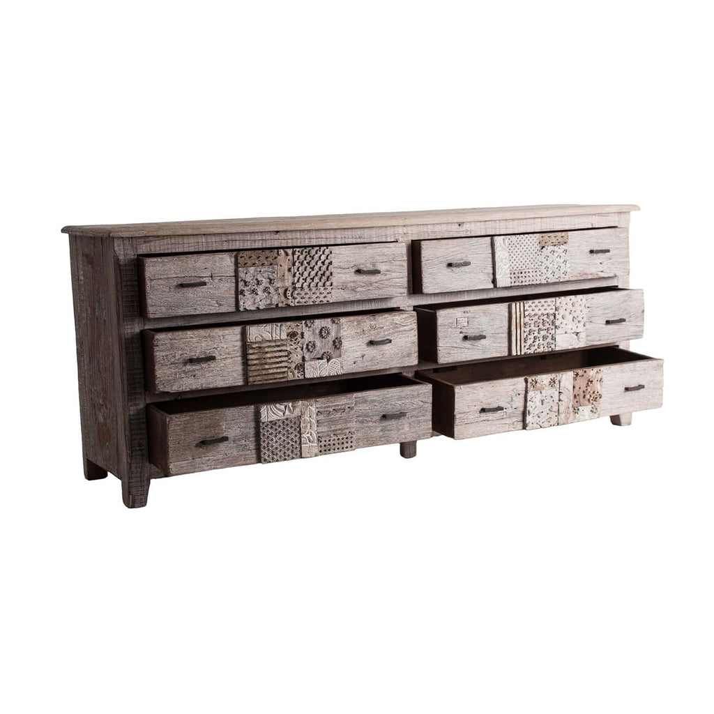 Vintage Sideboard aus Mangoholz mit handgeschnitzten Designs - Maison Oudh