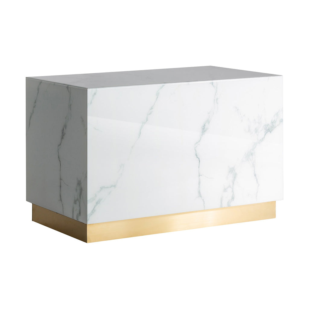 Weisse Theke aus Glas in Marmoroptik mit goldenen Elementen (large) - Maison Oudh