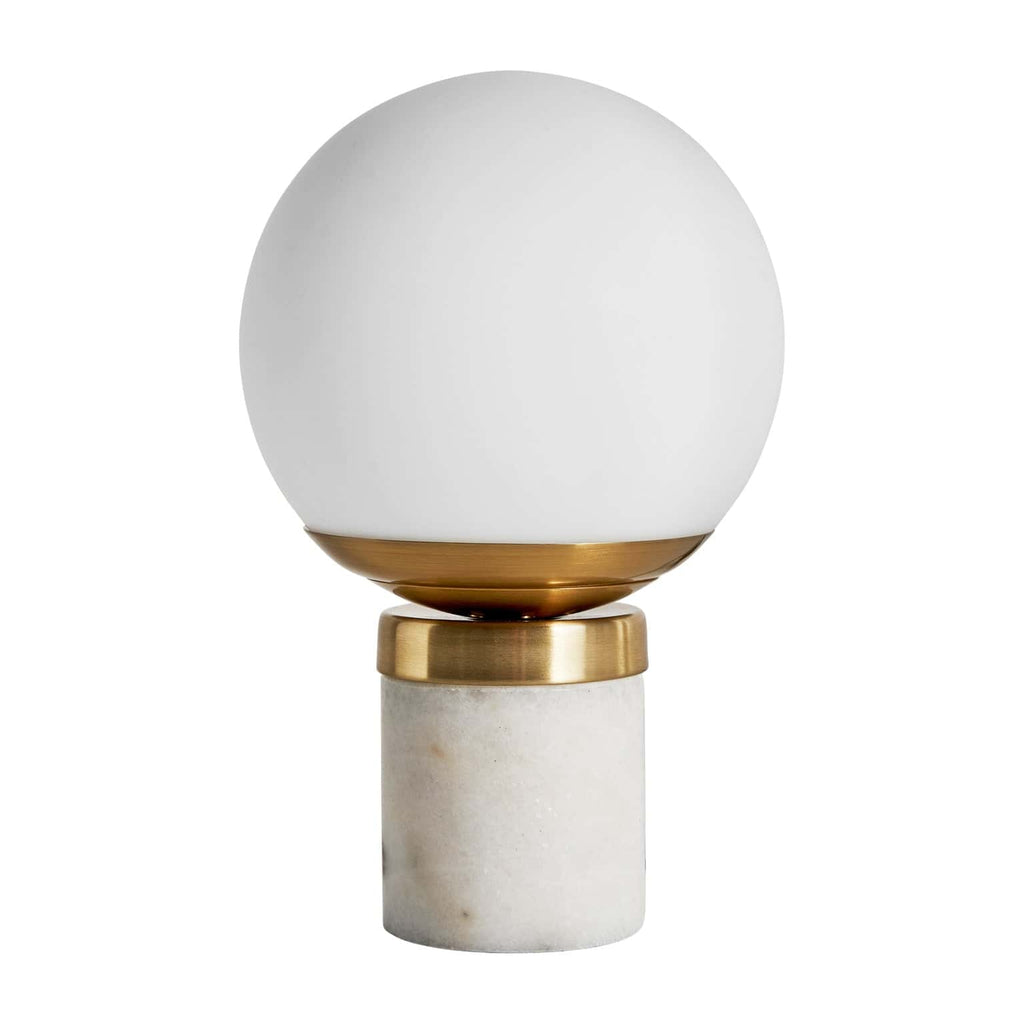 Art Deco Tischlampe aus weißem Glas und goldfarbenem Stahl für elegante Akzente in Ihrem Raum.