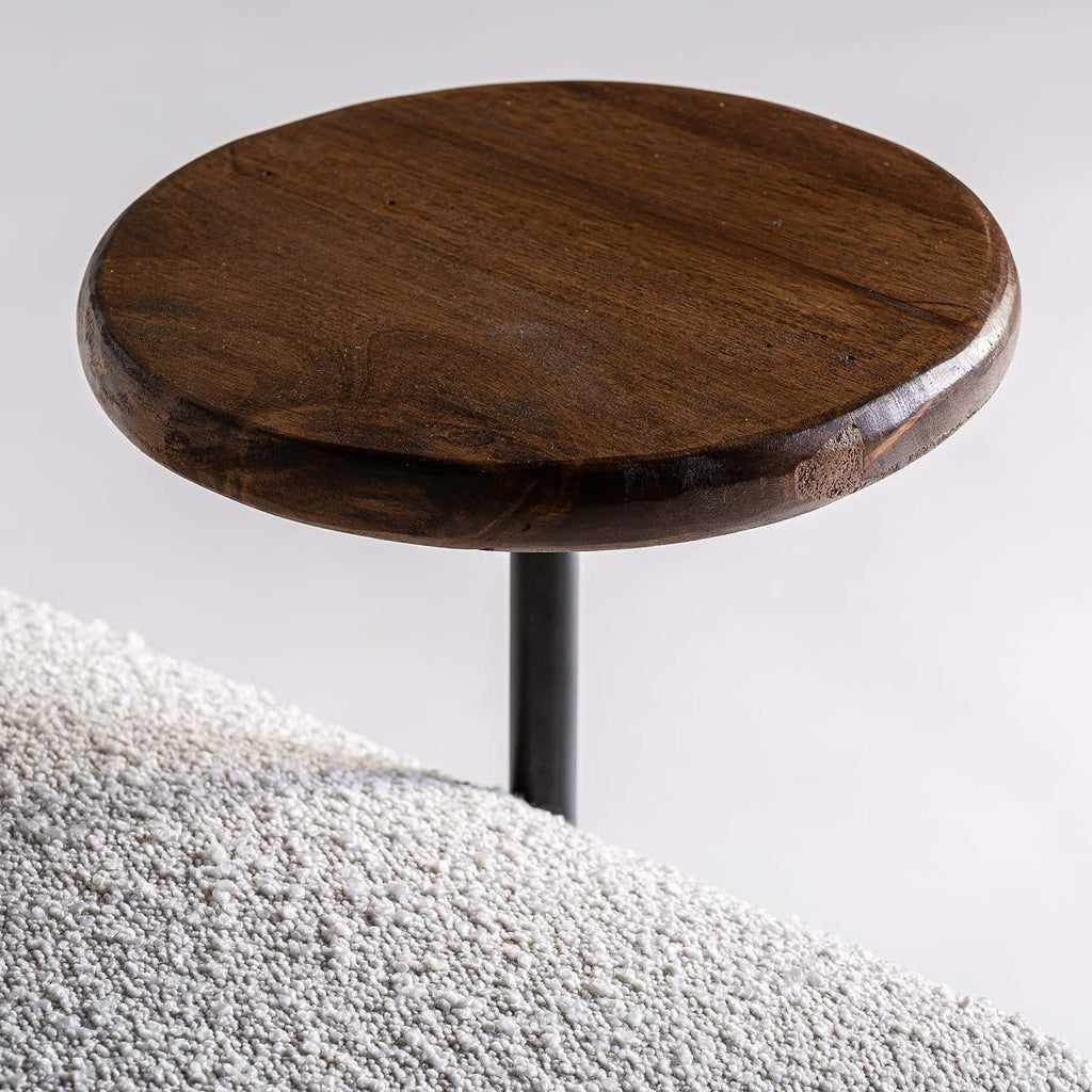 Weisser Sessel aus Boucle mit integriertem Tisch - Maison Oudh
