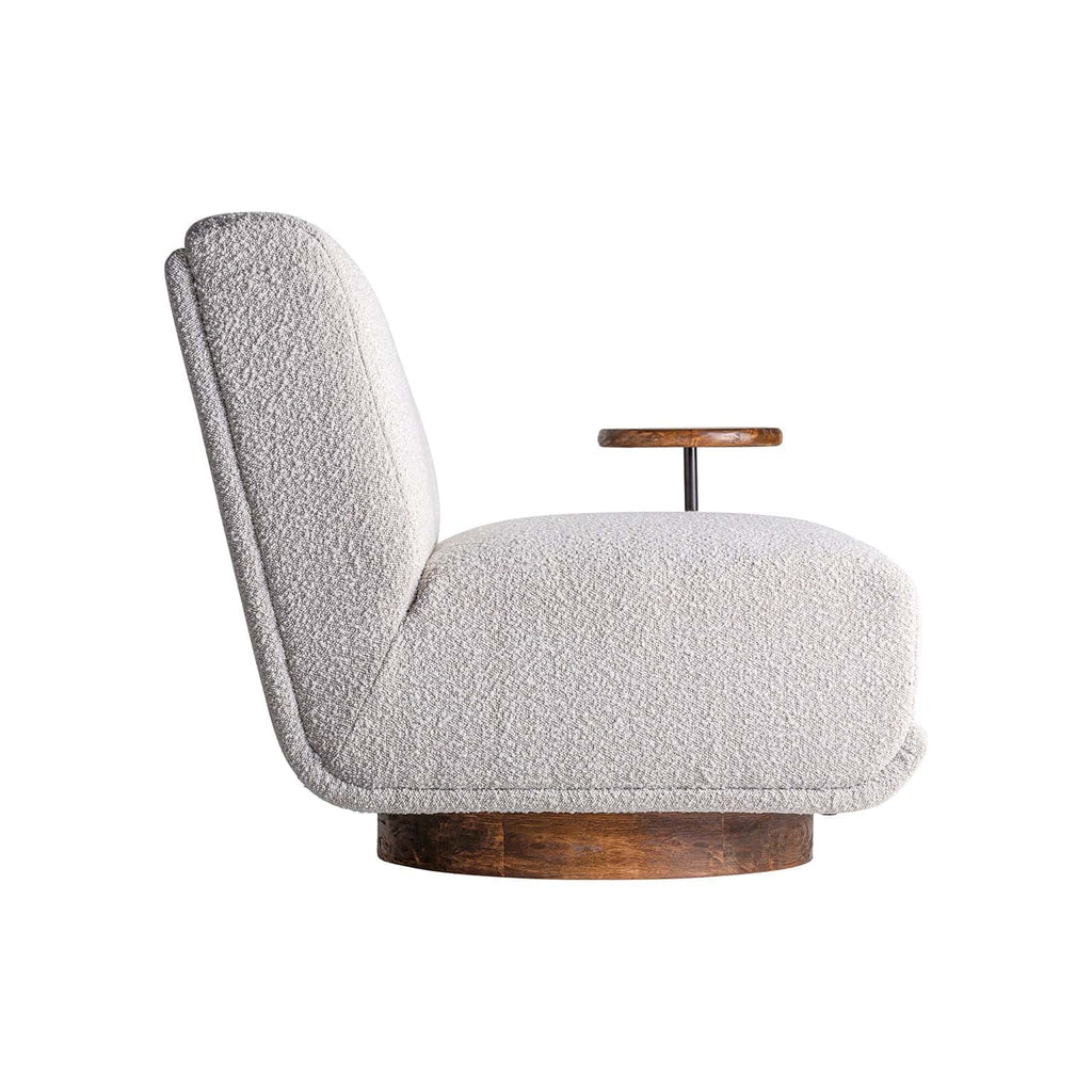 Weisser Sessel aus Boucle mit integriertem Tisch - Maison Oudh