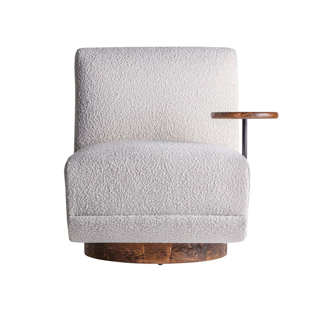 Weisser Sessel aus Boucle mit integriertem Tisch - Maison Oudh