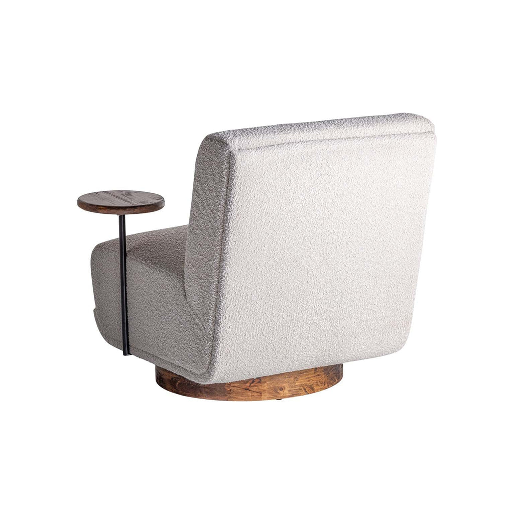 Weisser Sessel aus Boucle mit integriertem Tisch - Maison Oudh