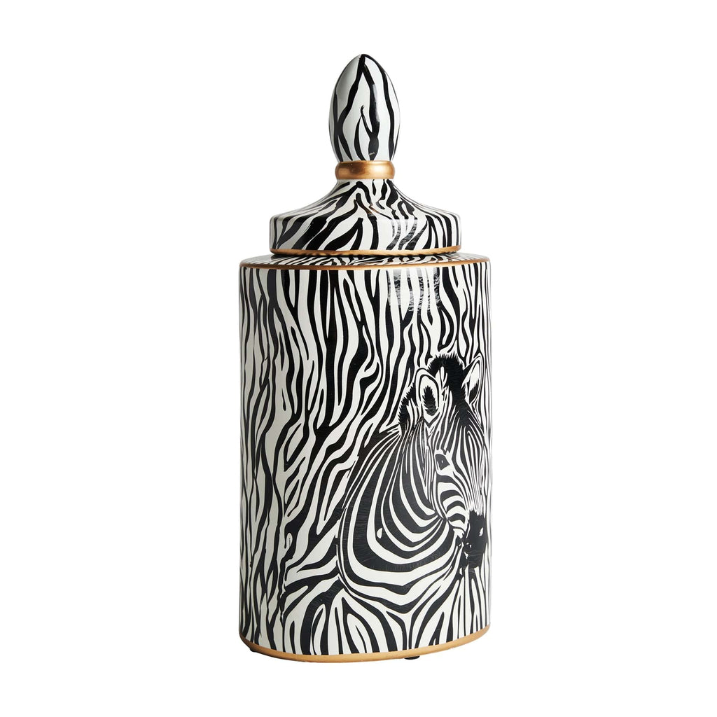 Zebra Vase mit Deckel aus Keramik large - Maison Oudh