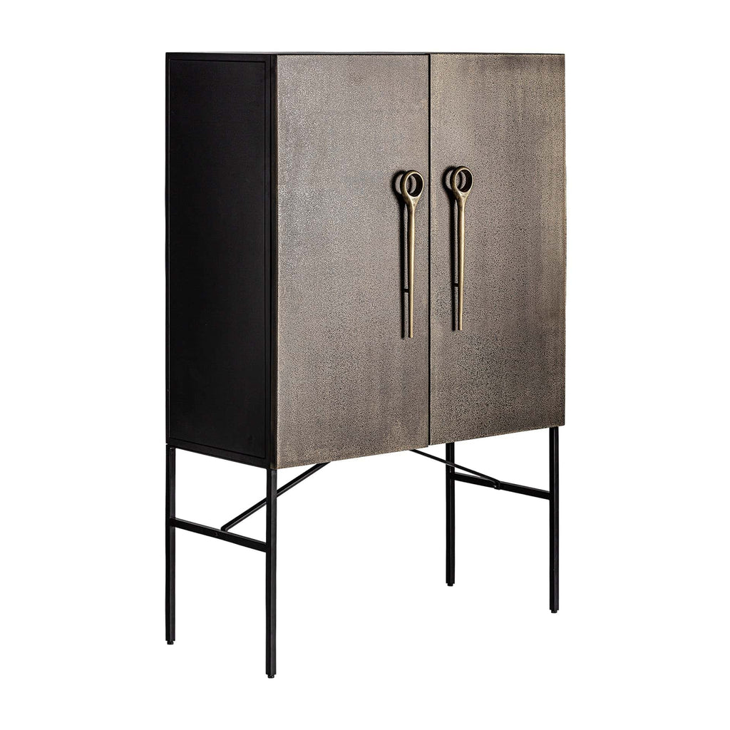 Zweitüriger Art Deco Hochschrank aus Eisen in Gold - Maison Oudh