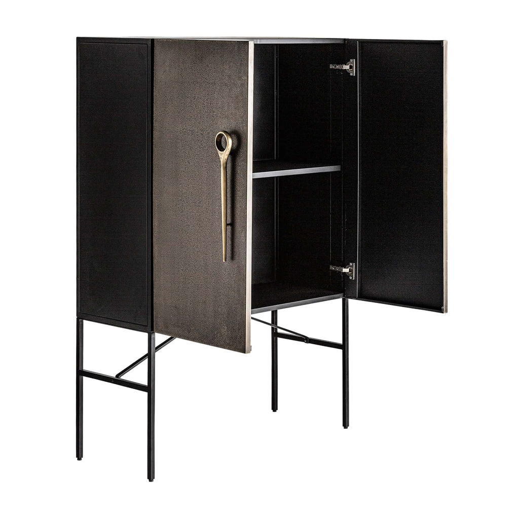 Zweitüriger Art Deco Hochschrank aus Eisen in Gold - Maison Oudh