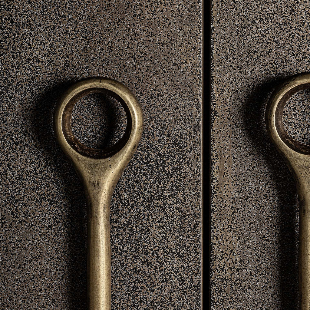 Zweitüriger Art Deco Hochschrank aus Eisen in Gold - Maison Oudh
