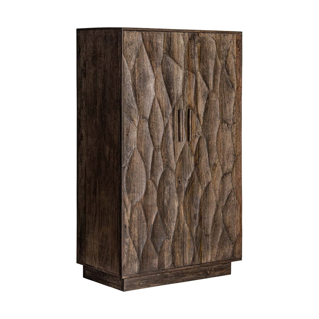 Zweitüriger brauner Schrank aus Mangoholz mit einem Regal - Maison Oudh