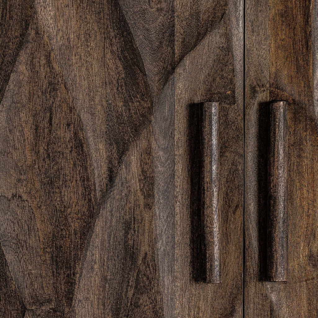 Zweitüriger brauner Schrank aus Mangoholz mit einem Regal - Maison Oudh