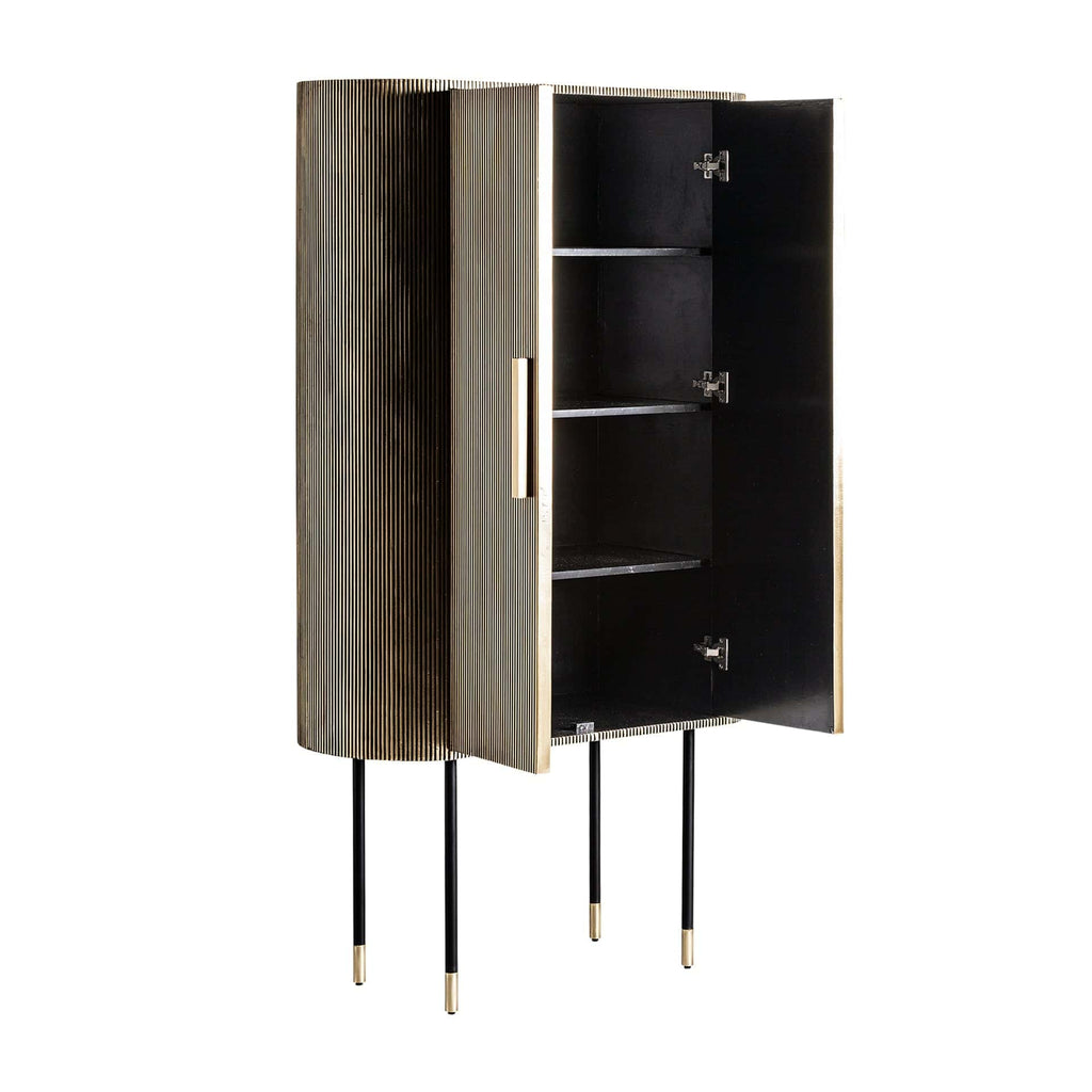 Zweitüriger Hochschrank im Art Deco Design in Gold kombiniert mit Marmor - Maison Oudh