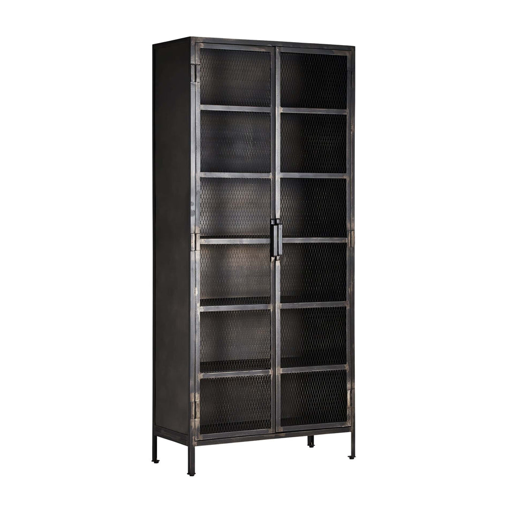 Zweitüriger schwarzer Schrank aus Mangoholz und Eisen im Industrial Design - Maison Oudh